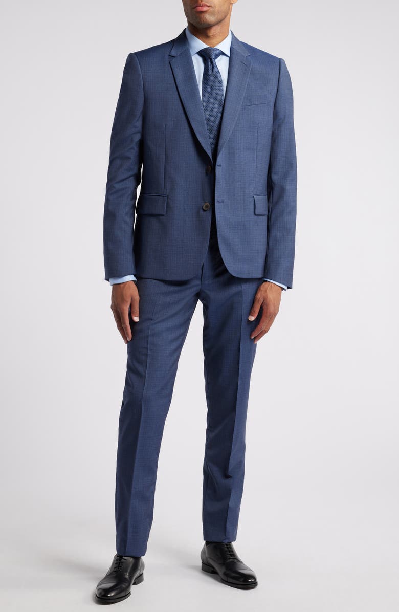 Paul Smith Tailored Fit Blue Mélange Wool Suit, Main, color, 