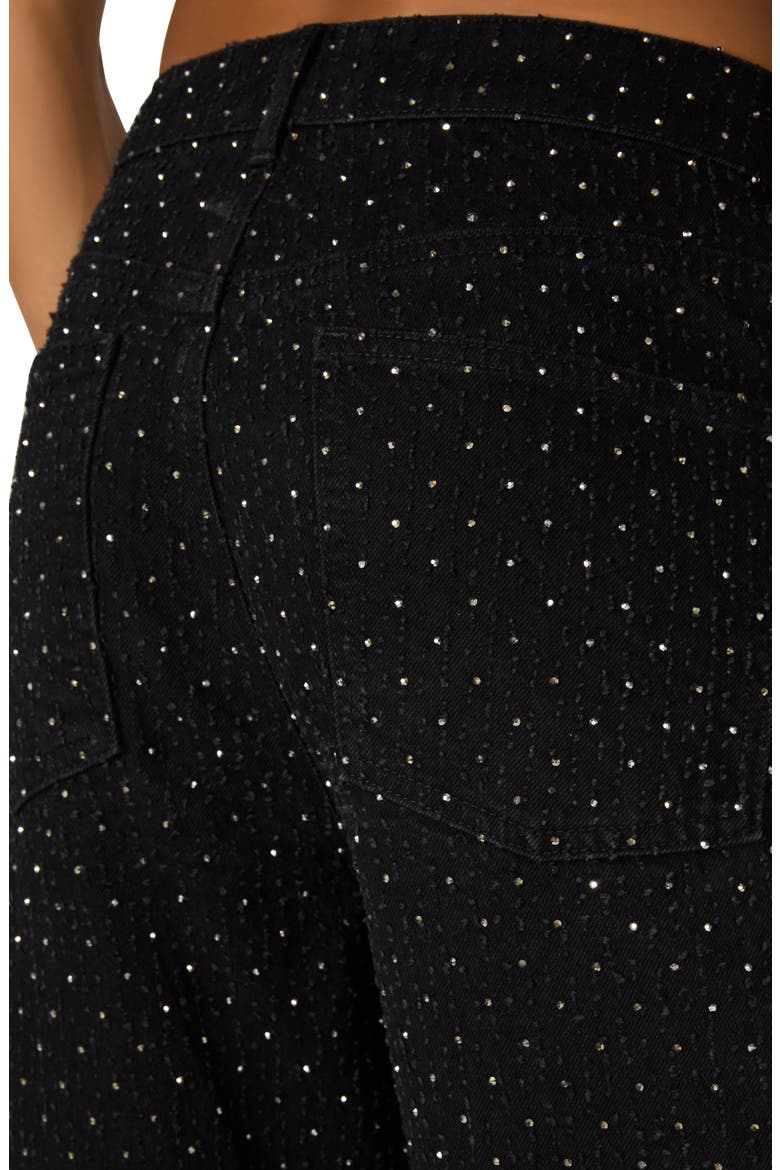 Avaline Crystal Embellished High Waist Relaxed Straight Leg Jeans, Alternate, color, BLACK