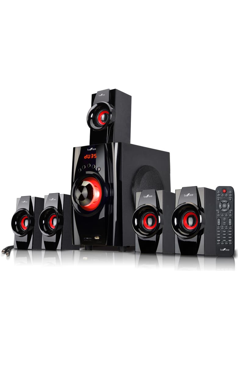 Befree Sound 5.1 Channel Surround Sound Bluetooth Speaker System, Main, color, Red