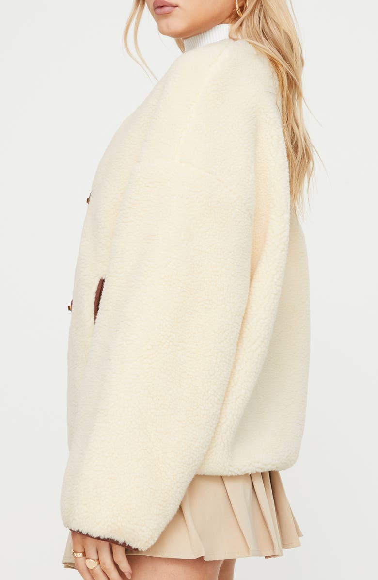 Princess Polly Adylic Teddy Faux Shearling Coat, Alternate, color, Cream