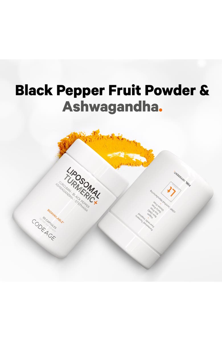 Codeage Liposomal Turmeric - 95% Curcumin Extract Supplement, Alternate, color, White