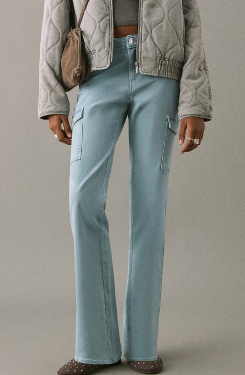 Stud Flare Leg Cargo Jeans