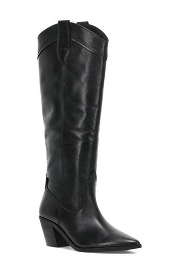 Frye Sara Knee High Western Boot In Black