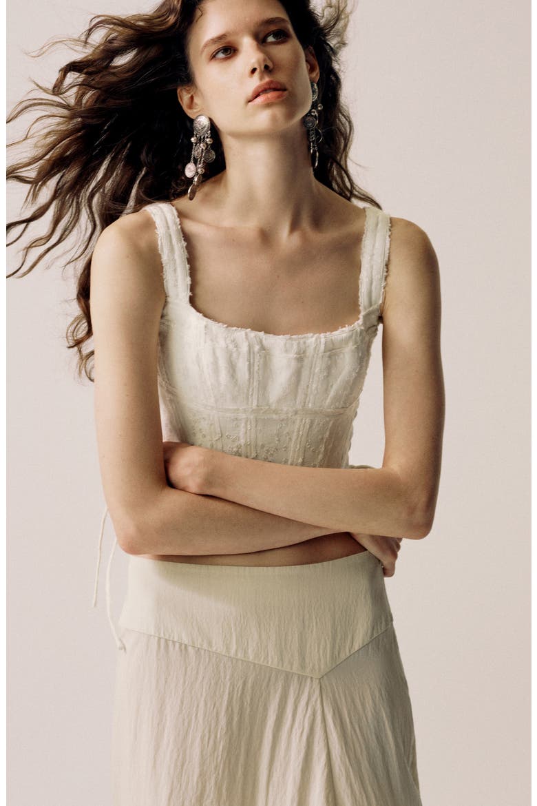 Lace Detail Asymmetric Skirt, Alternate, color, ECRU