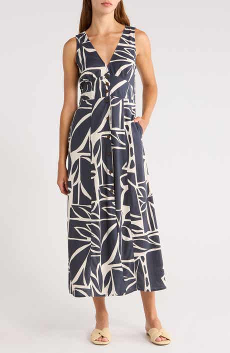 Marine Layer Camila Printed Sleeveless Hemp Blend Maxi Dress