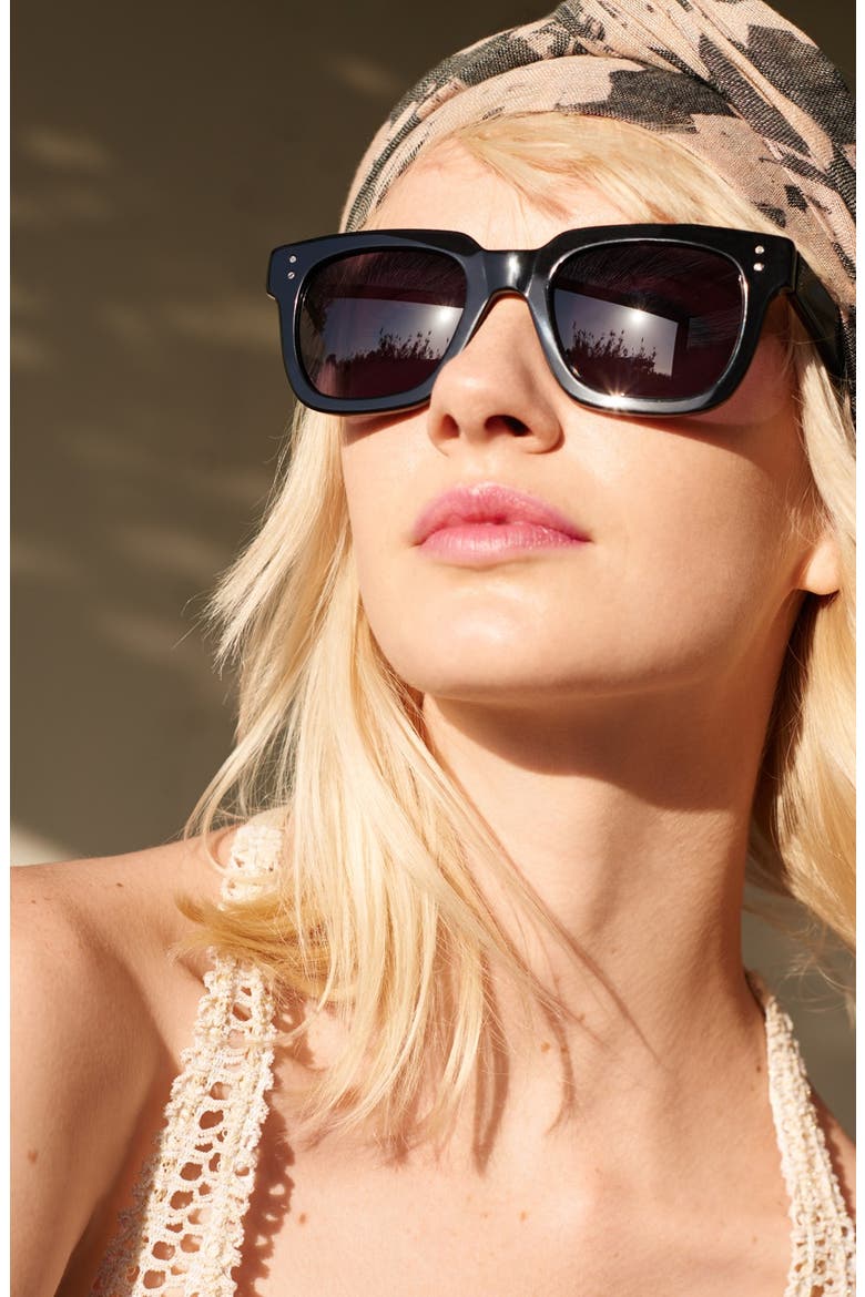 50mm Retro Sunglasses, Alternate, color, BLACK/ DARK GREY