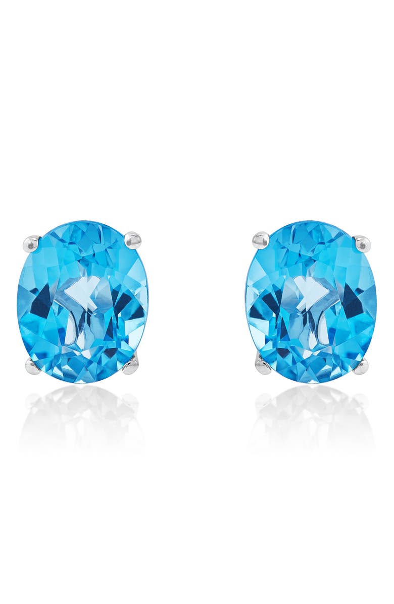 Frankie & Zoe Swiss Blue Topaz Stud Earrings, Main, color, Silver