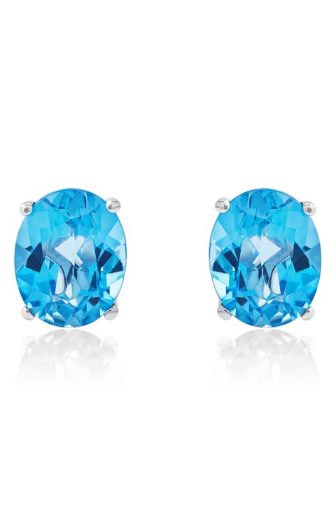Swiss Blue Topaz Stud Earrings