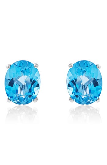 Frankie & Zoe Swiss Blue Topaz Stud Earrings In Silver