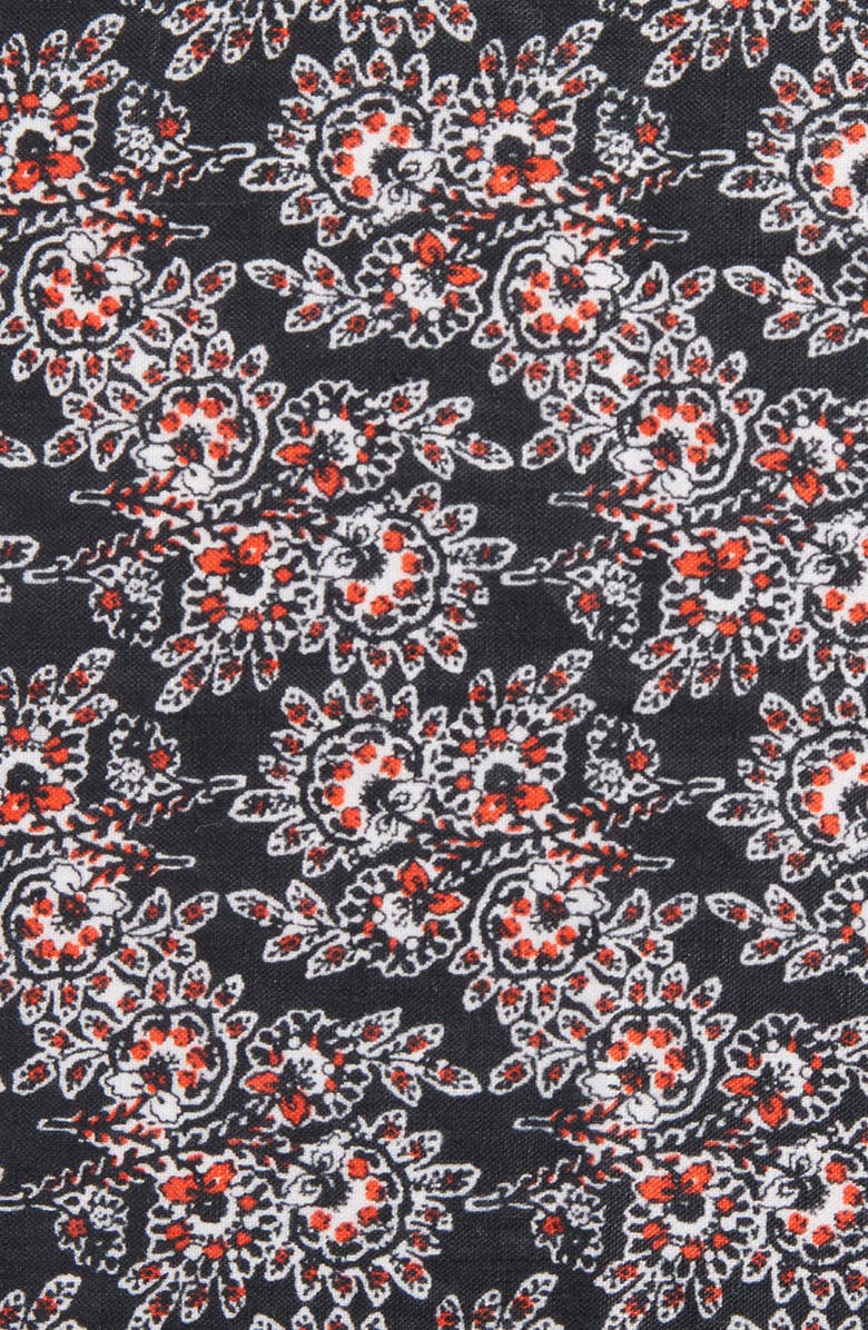 CLIFTON WILSON Print Linen Pocket Square, Alternate, color, Black