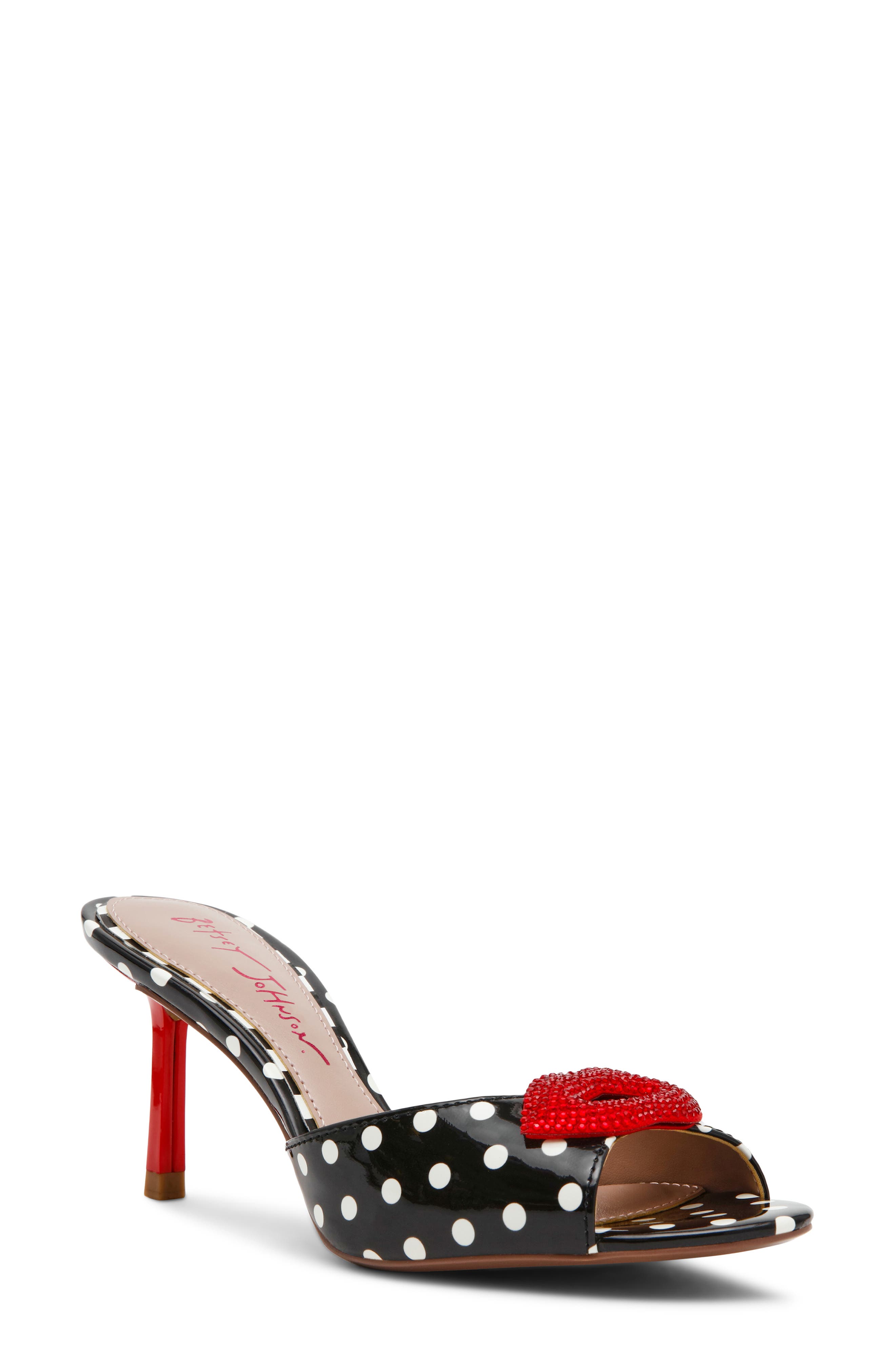 Betsey Johnson Casidy Sandal, Main, color, White/ Black Polka Dot