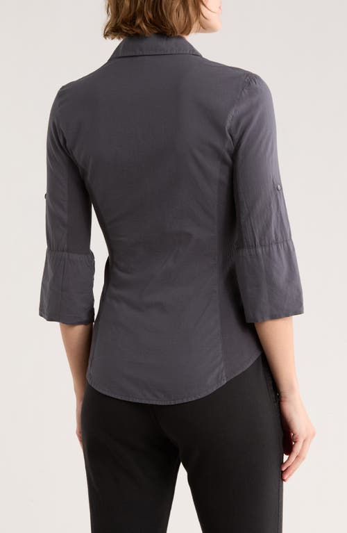 James Perse Three-quarter Sleeve Button-up Shirt In Blue