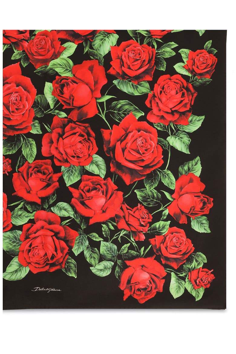 Velata Floral Square Silk Scarf, Alternate, color, ROSE ROSSE F.NERO