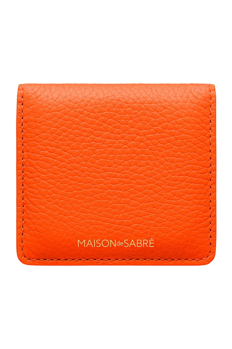 Leather Compact Mirror, Main, color, Manhattan Sandstone