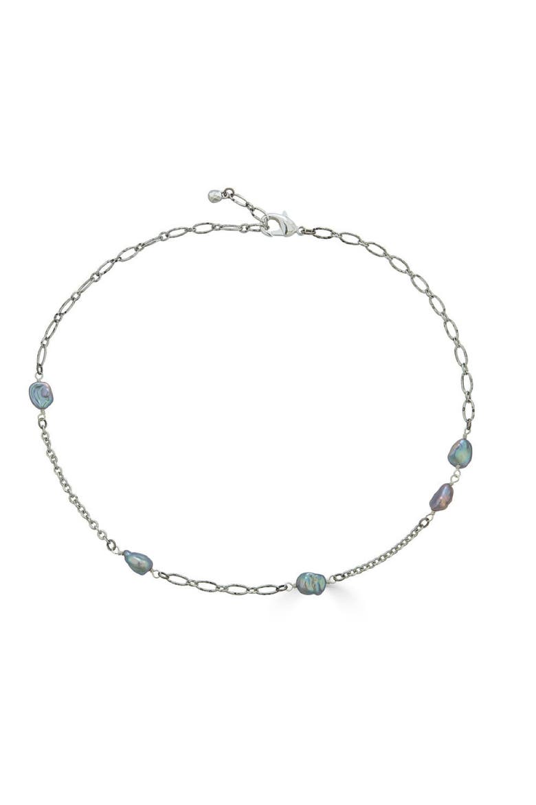 Keshi Pearl Necklace, Alternate, color, Silver