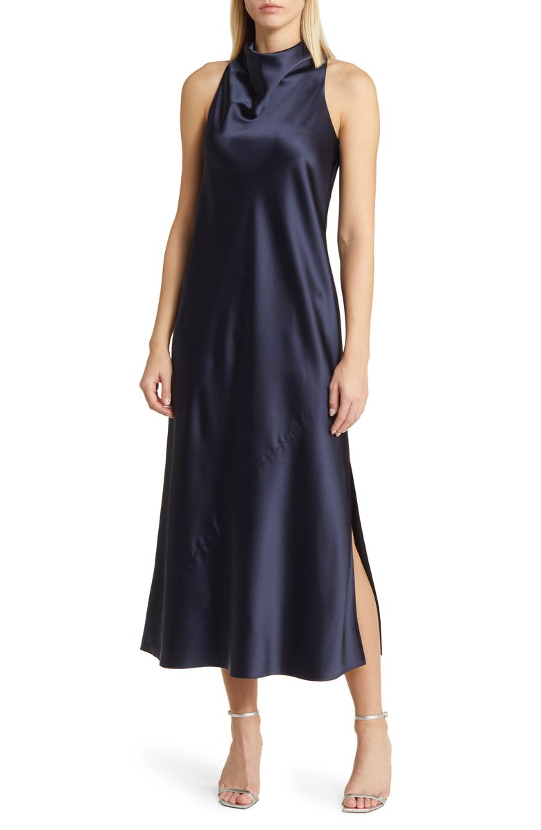Anne Klein Cowl Neck Sleeveless Satin Maxi Dress, Main, color, 