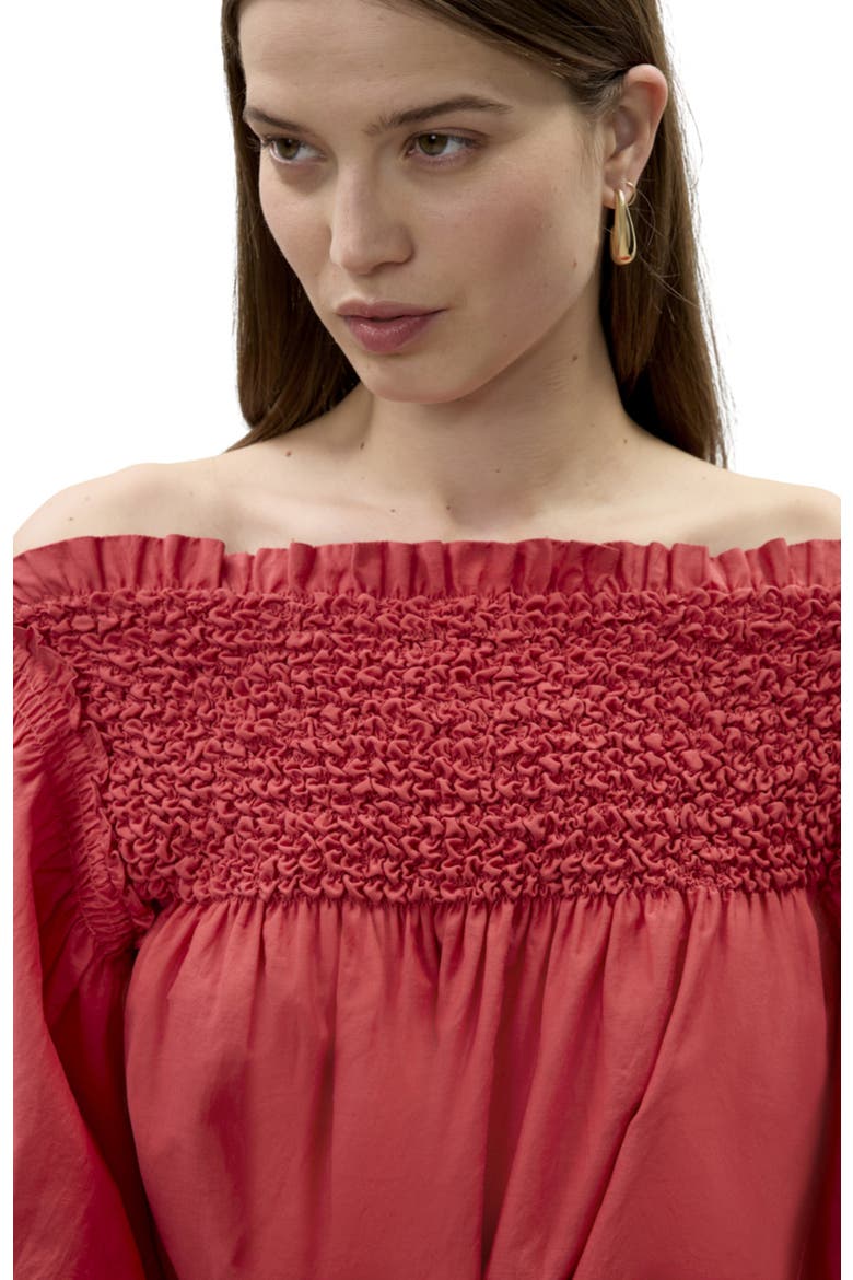 Merrick Silk Cotton Midi Dress, Alternate, color, Scarlet