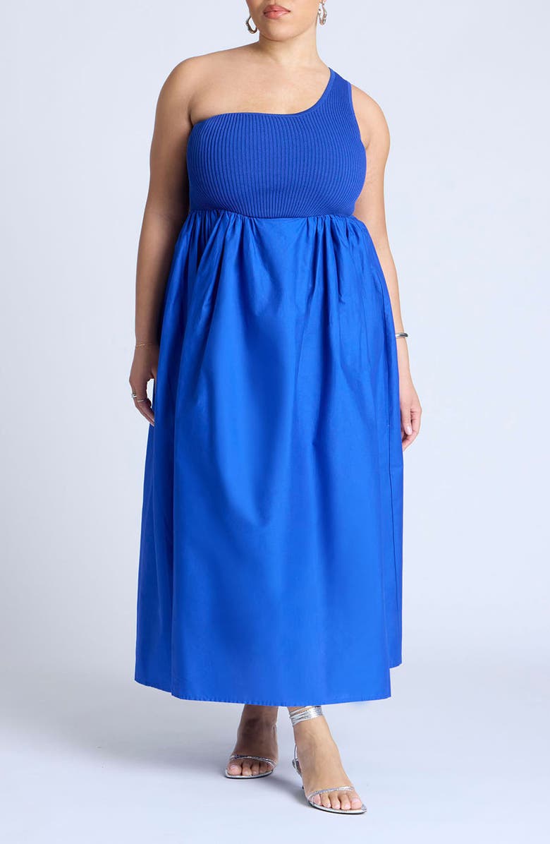 ELOQUII Mixed Media Maxi Dress, Main, color, 