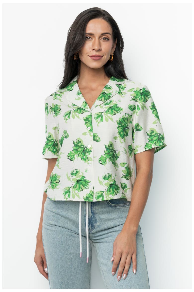 Mar Button Up Top, Main, color, Green Floral