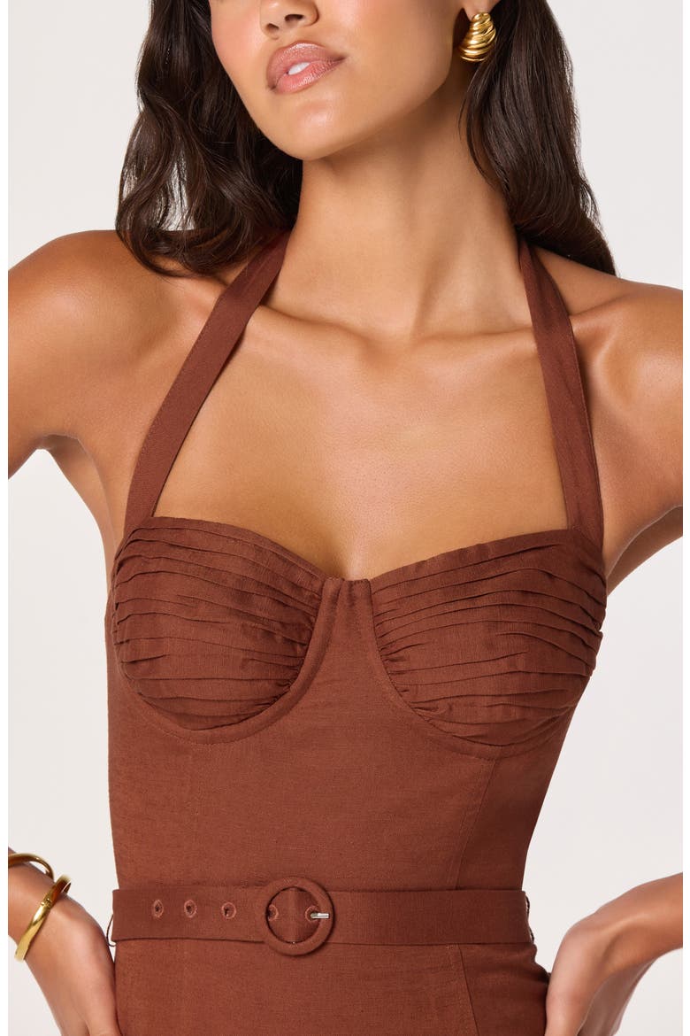 Katinka Halter Midi Dress, Alternate, color, RUST