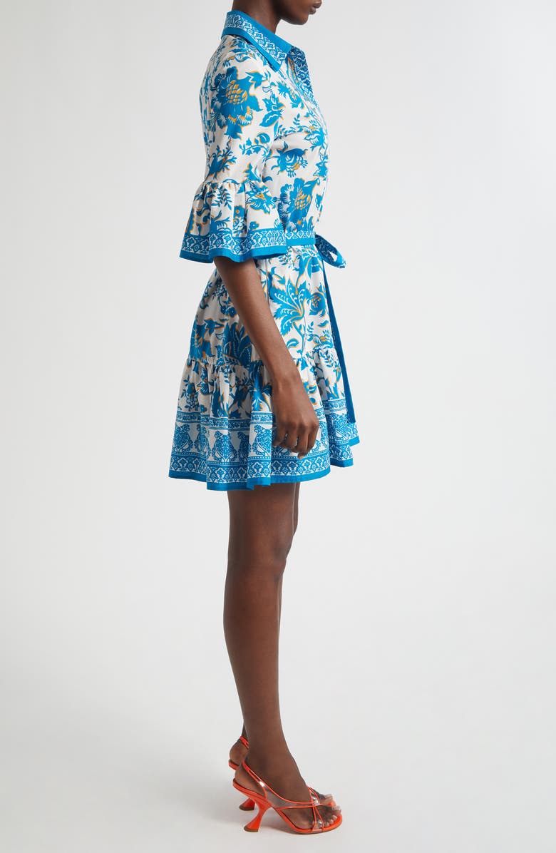Etro Floral Print Cotton Shirtdress, Alternate, color, Print On White Base