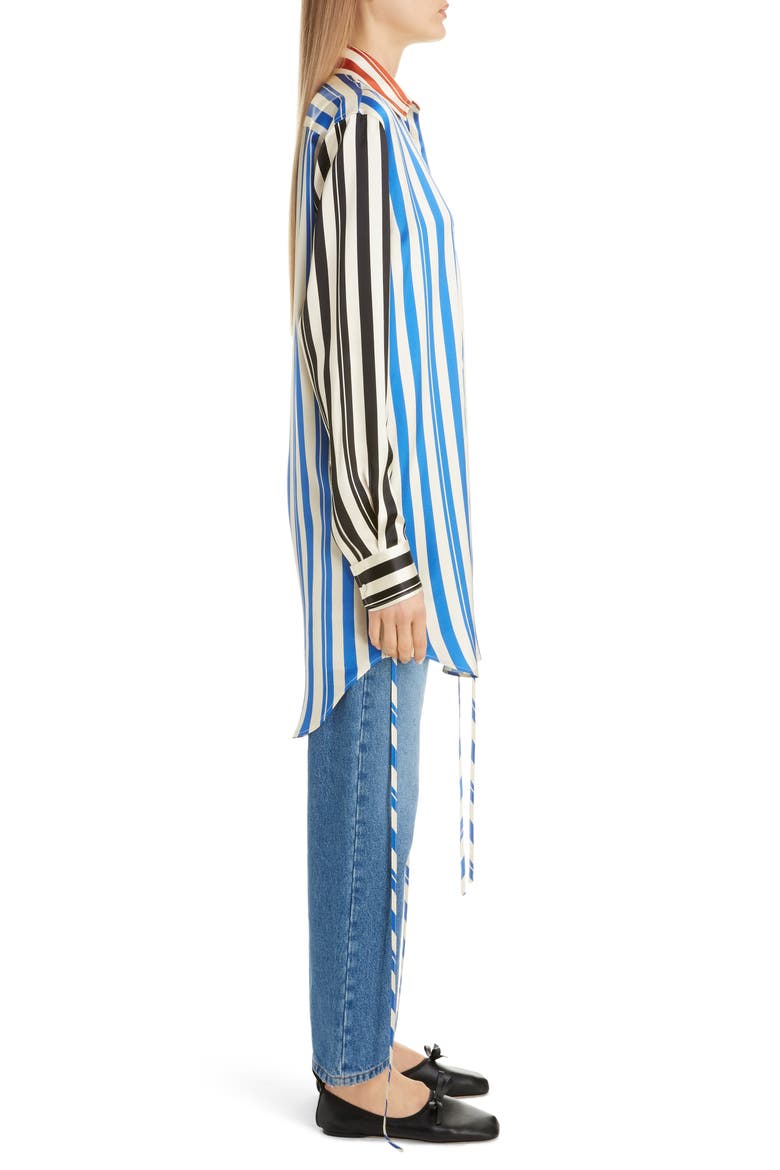 Stripe Silk Tunic Shirt, Alternate, color, BLUE/ RED/ WHITE