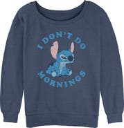Lilo & Stitch Junior's Lilo & Stitch I Don't Do Mornings Light Blue  Sweatshirt