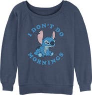 Lilo & Stitch Junior's Lilo & Stitch I Don't Do Mornings Light Blue  Sweatshirt