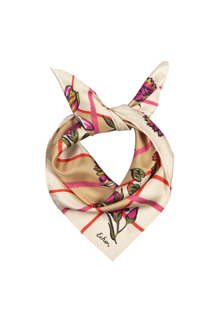 Cottage Bouquet Silk Bandana, Main, color, Orange Spice