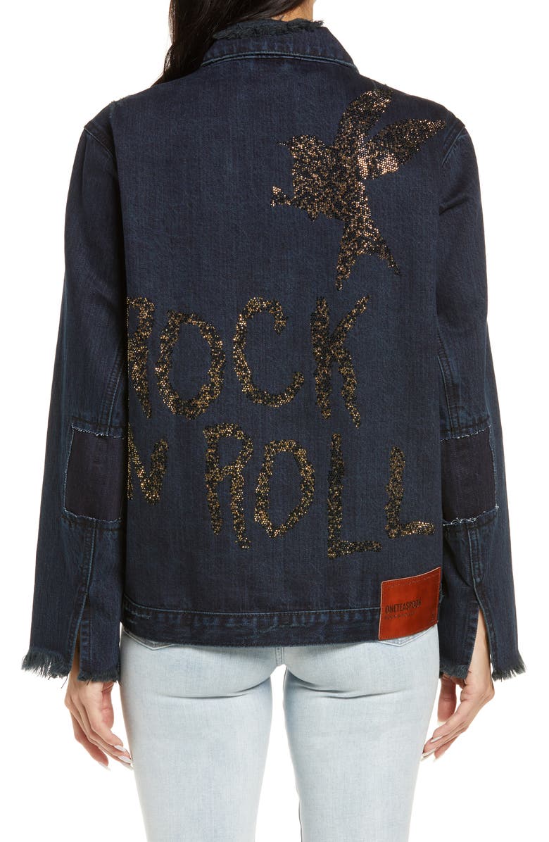 One Teaspoon Crystal Rock & Roll Denim Jacket, Alternate, color,