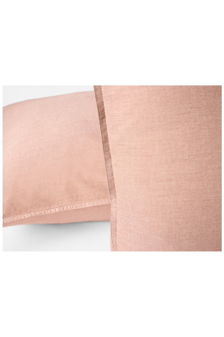 Crinkled Organic Cotton Percale Pillow Sham, Alternate, color, PRALINE CHAMBRAY