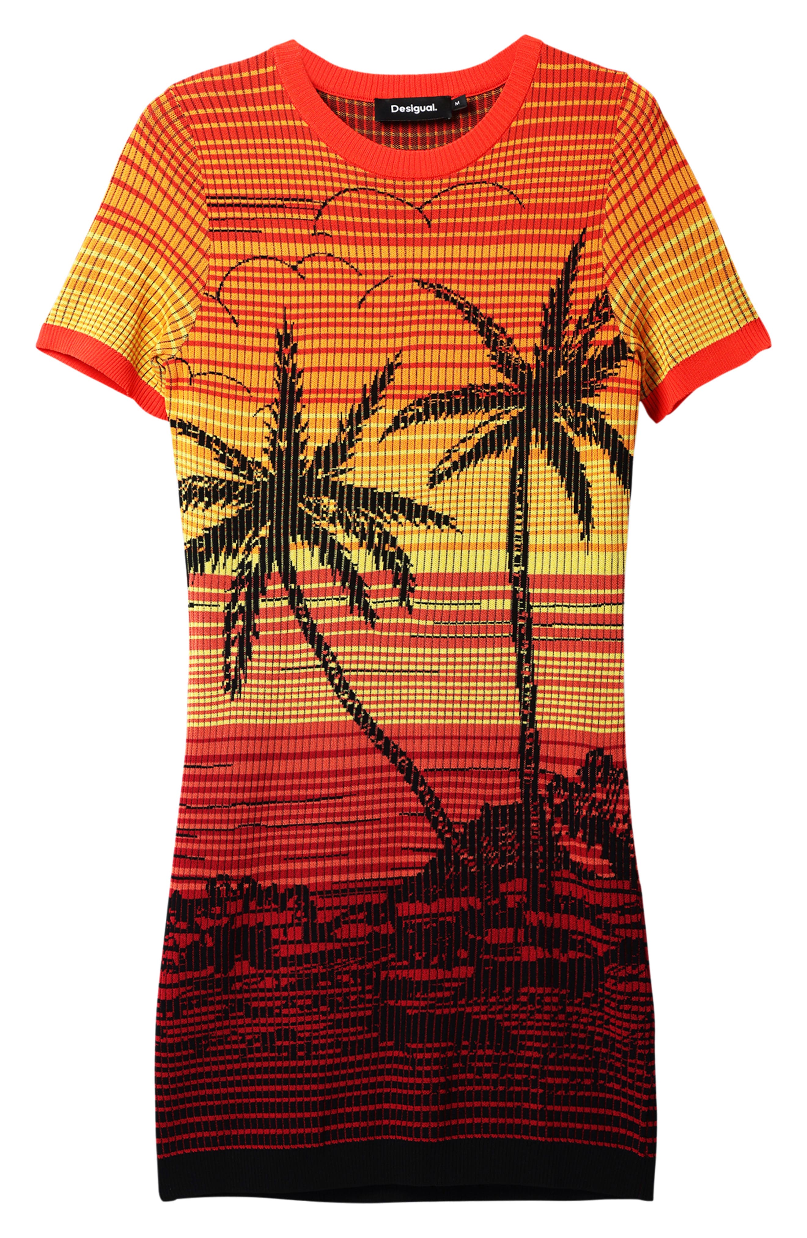 Desigual Palm Tree Print Short Knit Dress (Women) | Nordstromrack