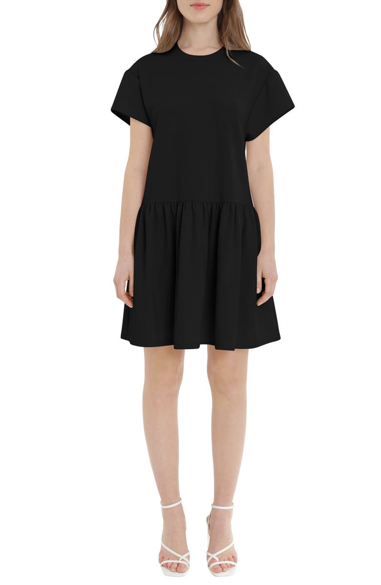 Donna Morgan Scuba Crepe Dress With Flouncy Skirt, Main, color, 