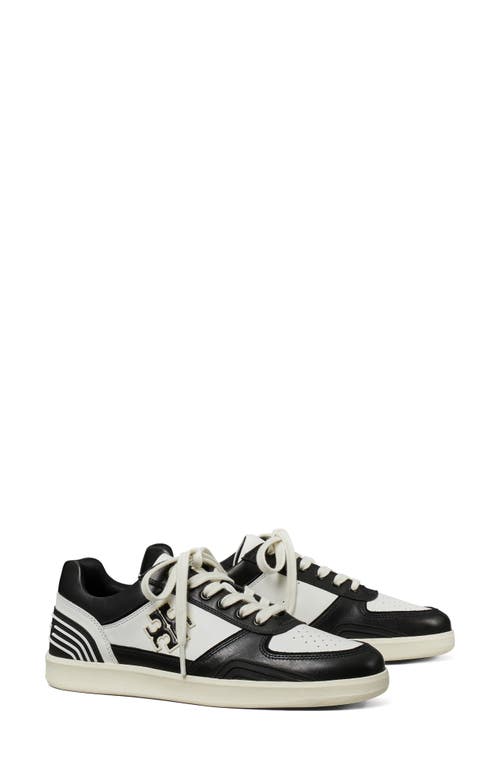 Tory Burch Clover Court Leather Low-top Sneakers In Black