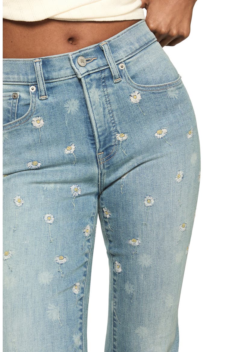 Stevie Daisy Embroidered High Waist Bell Flare Jeans, Alternate, color, DAZING AROUND WASH