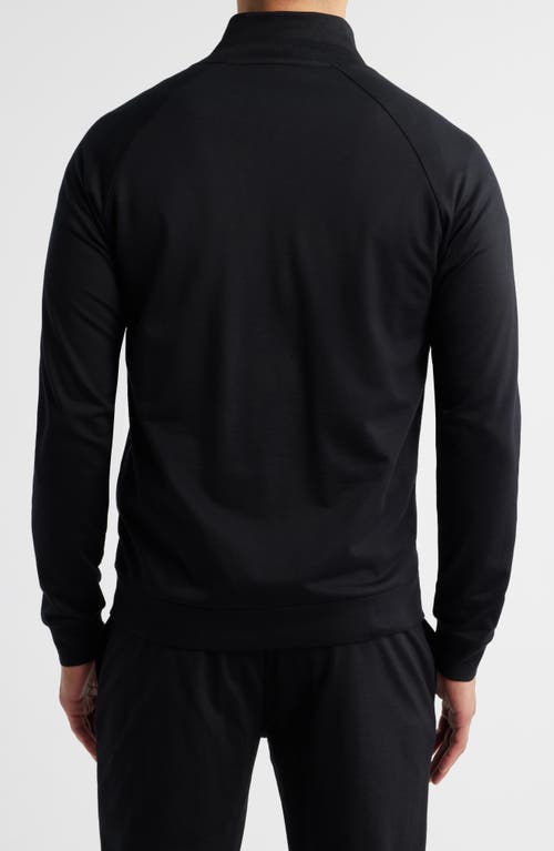 Hugo Boss Cotton-terry Zip-up Jacket With Metallic Logo In Black