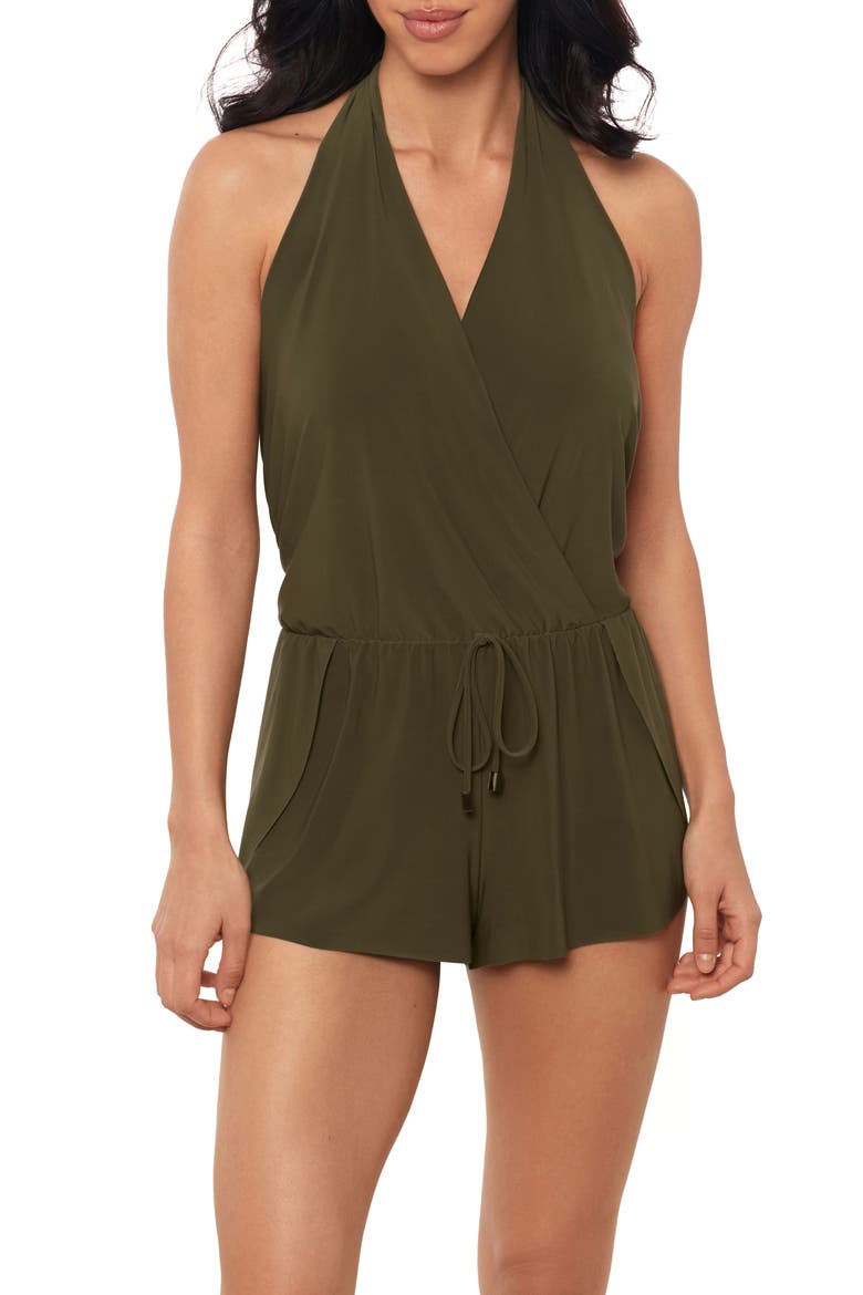 Bianca One-Piece Romper Swimsuit, Main, color, BAMBOO