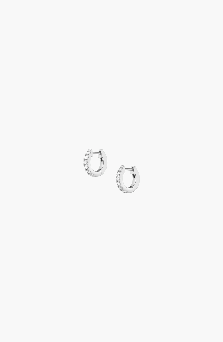 Aurate New York Lab Grown White Sapphire Huggie Earrings, Main, color, White Vermeil