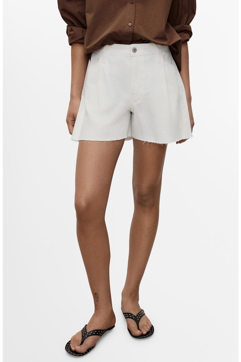 Frayed Hem Denim Shorts, Main, color, WHITE