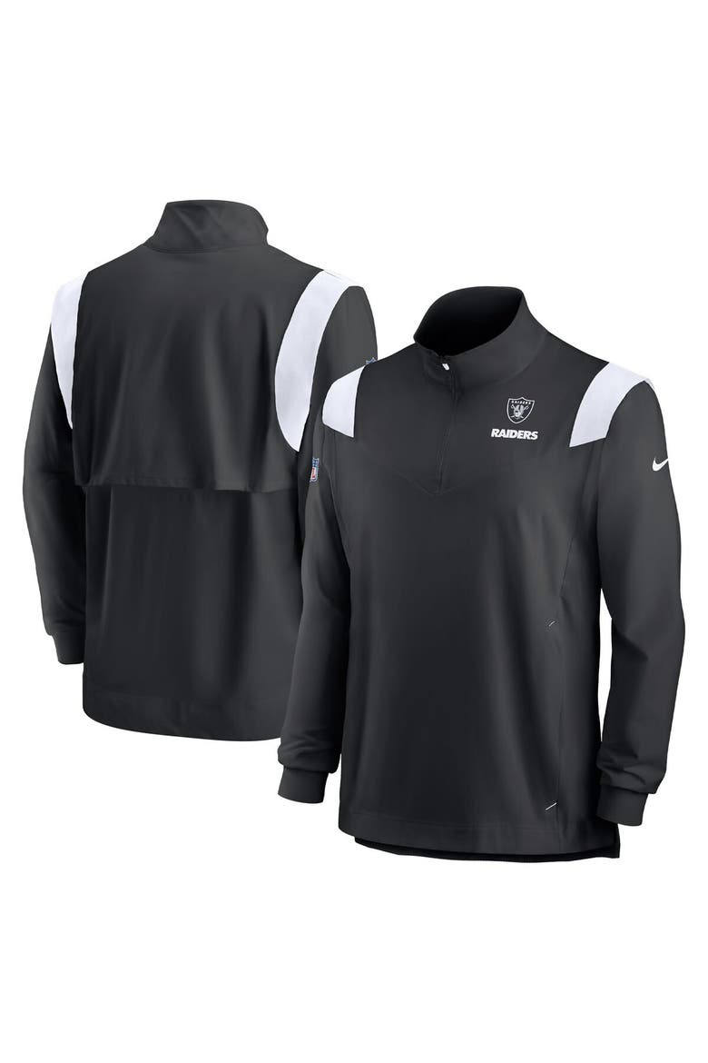 Men's Nike Black Las Vegas Raiders Sideline Coach Chevron Lockup Quarter-Zip Long Sleeve Top, Main, color, Black