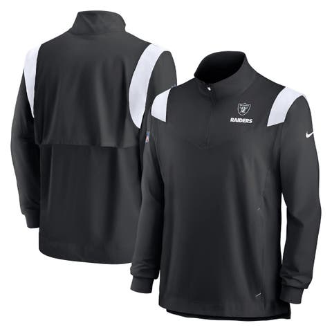 Men's Nike Black Las Vegas Raiders Sideline Coach Chevron Lockup Quarter-Zip Long Sleeve Top