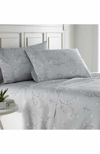 SOUTHSHORE FINE LINENS Myosotis Scorpioides 300 TC Long Staple Sateen Cotton Sheet Set