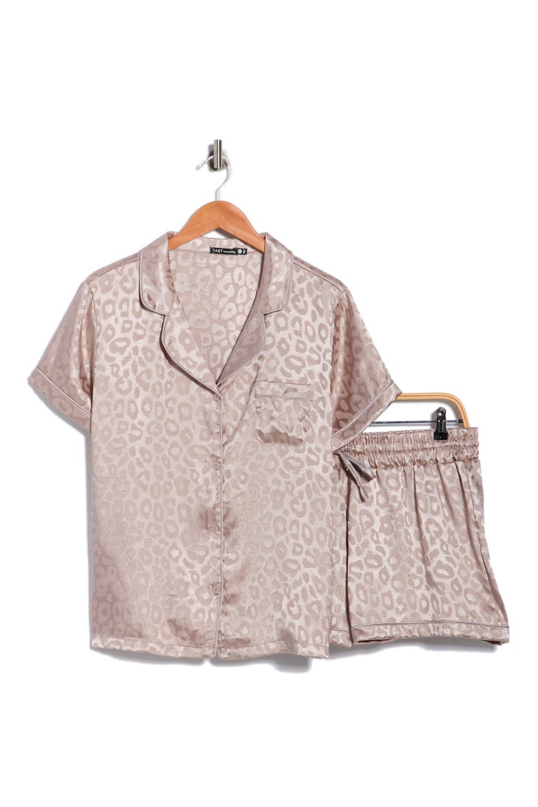 Dixie Satin Short Pajamas, Alternate, color, TAN LEOPARD