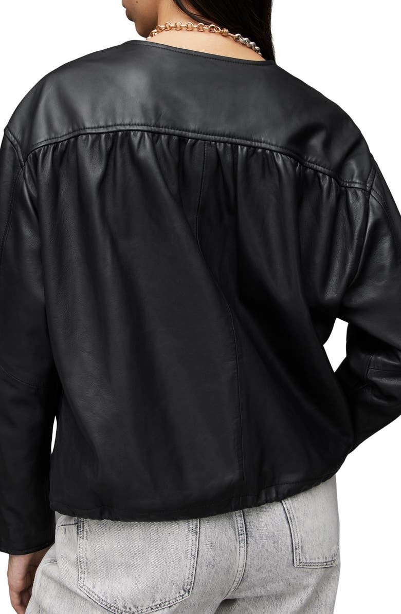 AllSaints Darcey Leather Bomber Jacket, Alternate, color,