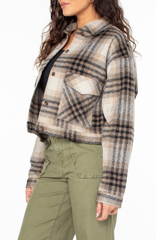 Roxy Township Plaid Crop Shirt Jacket In Brown