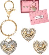 Juicy Couture Pave Heart Keychain & Earrings Set