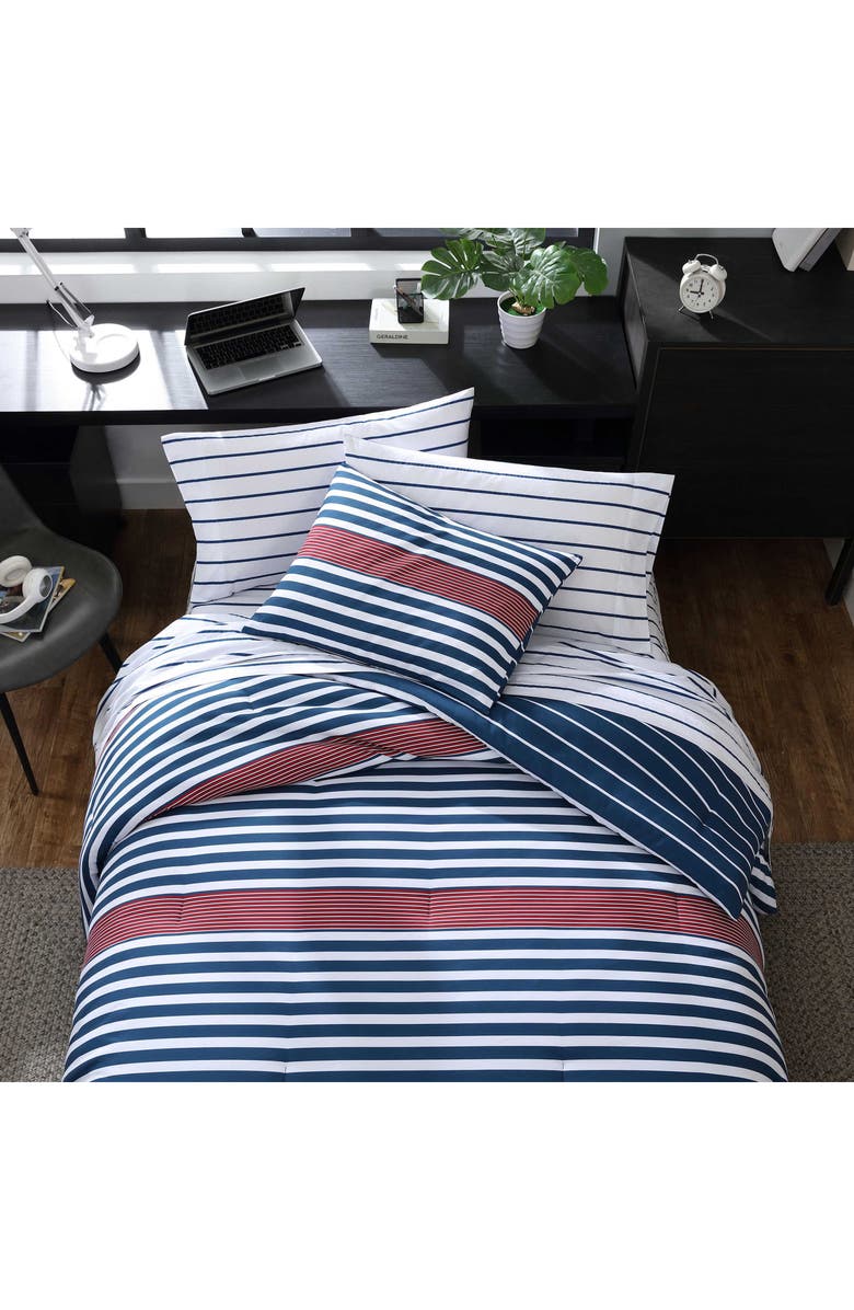 Nautica Kennedy Stripe Comforter Set, Alternate, color, Blue/ White/ Red