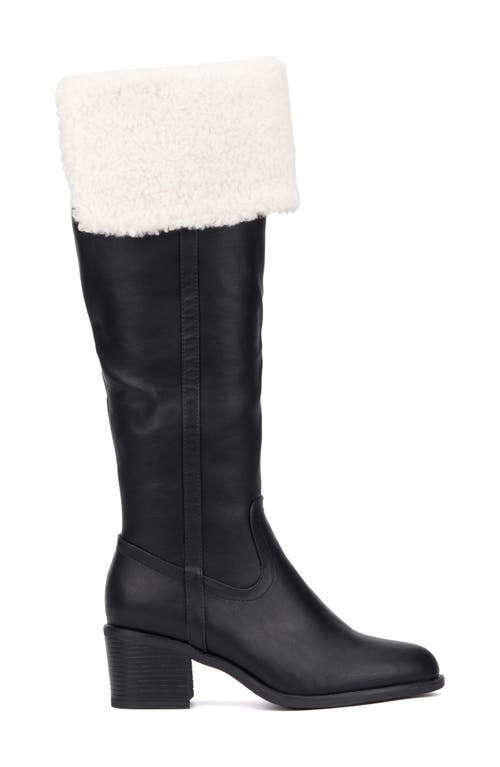 New York And Company Devi Faux Shearling Cuff Boot In Black