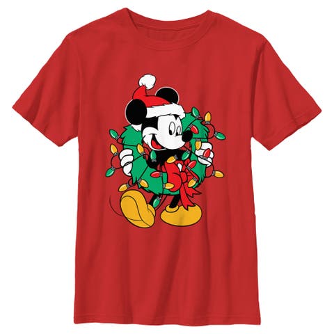 Boy's Mickey & Friends Christmas Wreath Mickey  Graphic T-Shirt