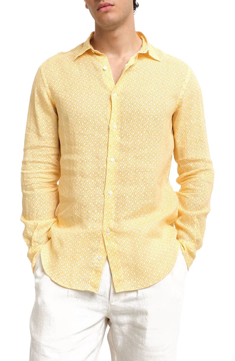 Peninsula Swimwear Grecale Linen Shirt, Main, color, Multicolor